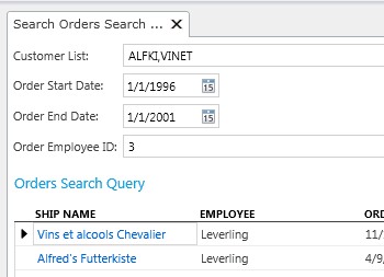 How to set default values for search screen parameters in LightSwitch